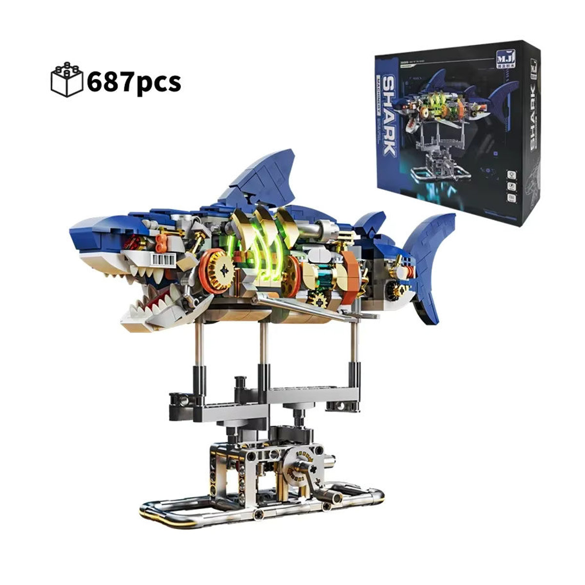HUATEC Mechanische Meerestiere Bausteine DIY Set mit beweglichen Figuren wie Wal Oktopus und Hai in Mehrfarbig aus Kunststoff zur Dekoration - Bild 2