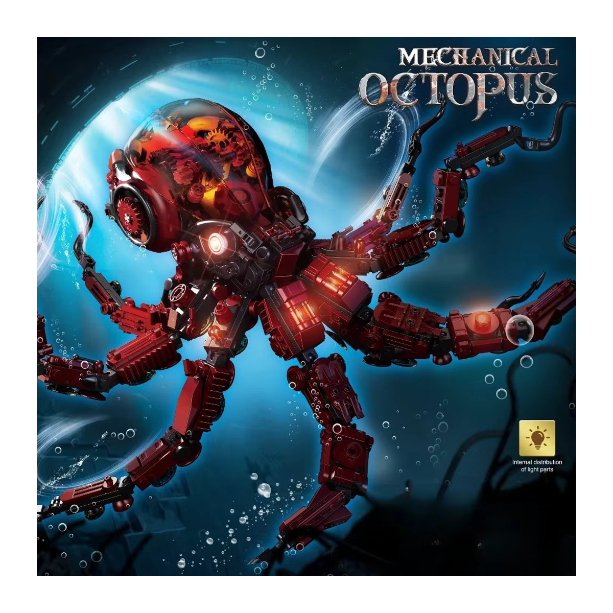 HUATEC Mechanische Oktopus-Bausteine Rot zur kreativen Montage als Desktop-Dekoration - Bild 2
