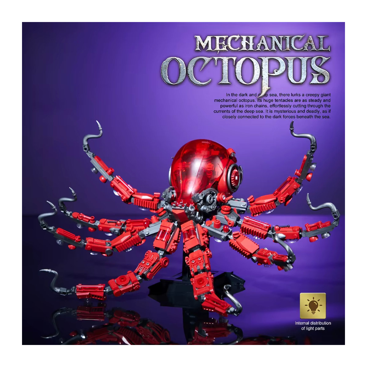 HUATEC Mechanische Oktopus-Bausteine Rot zur kreativen Montage als Desktop-Dekoration - Bild 3