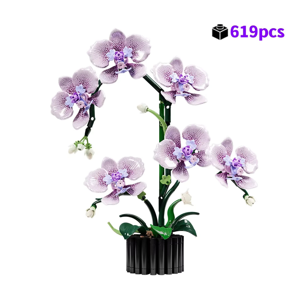 HUATEC Orchideen-Bausatz Botanische Sammlung Lila, 619-teiliger Blumenstrauß aus Kunststoff - Bild 6