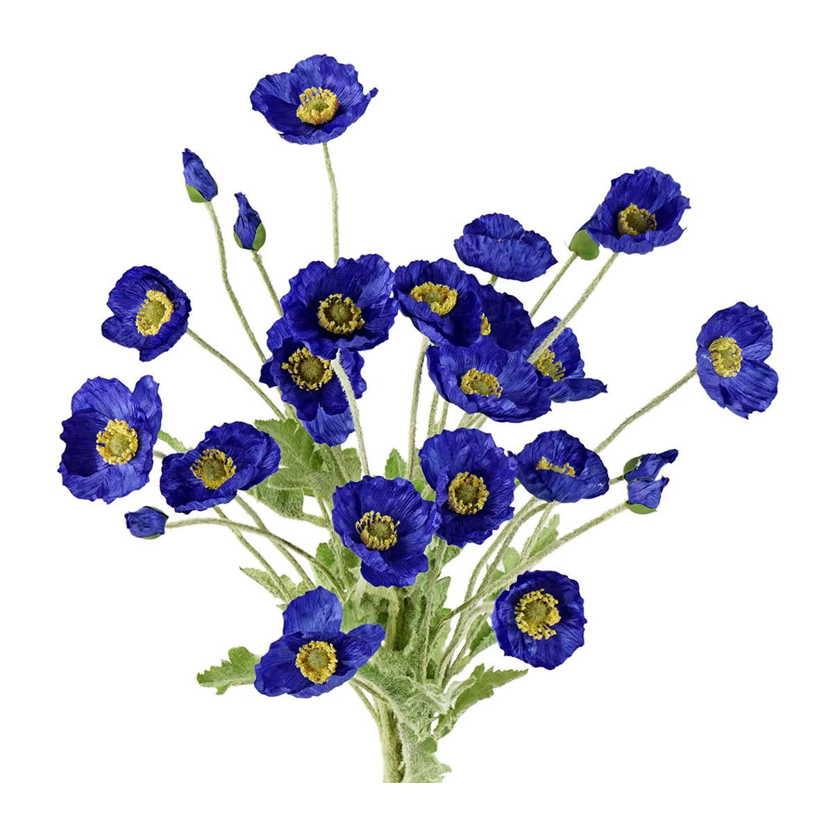 HUAYUXIANG Künstlicher Mohnblumenstrauß in Grün und Blau, 60 cm lange Textilblumen für Hochzeitsdekoration und Heimdekoration - Bild 1