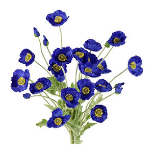 HUAYUXIANG Künstlicher Mohnblumenstrauß in Grün und Blau, 60 cm lange Textilblumen für Hochzeitsdekoration und Heimdekoration