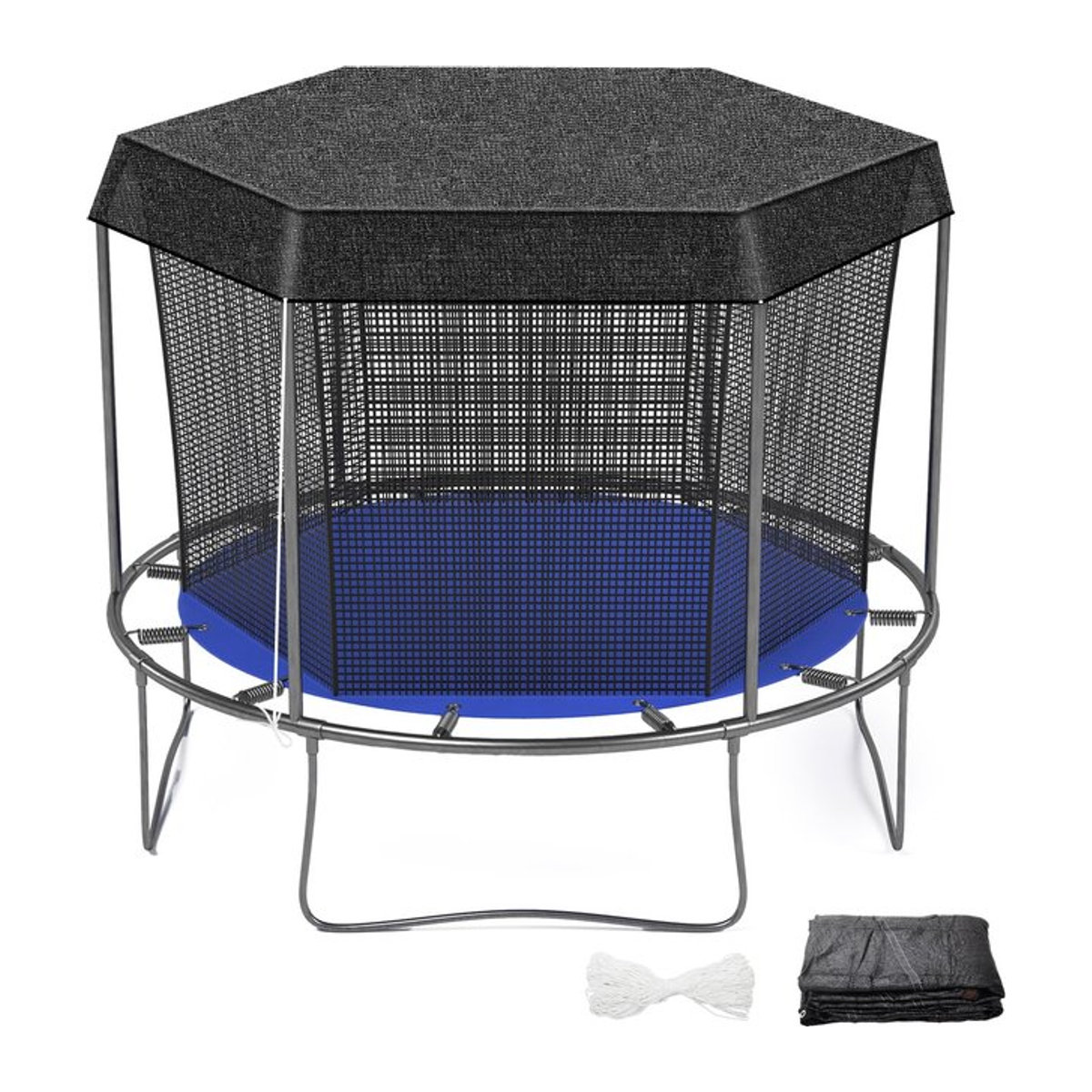 Hufuch Trampolin-Schatten-Abdeckung als Sonnenschutz und Trampolin-Überdachung aus Netzmaterial für deinen Hinterhof - Bild 1