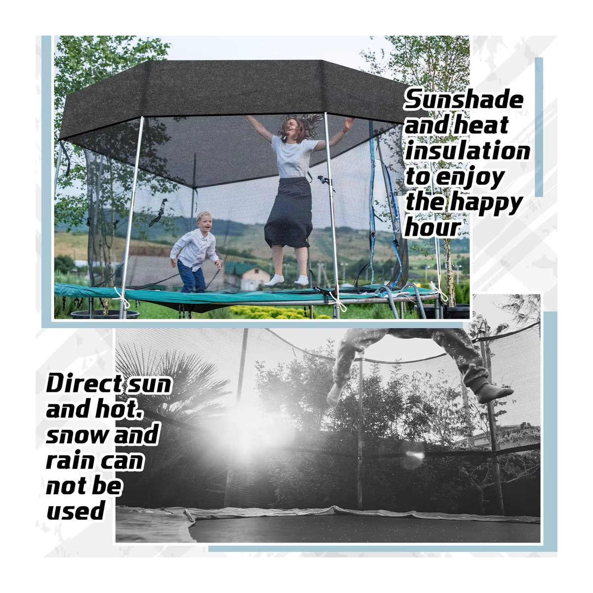 Hufuch Trampolin-Schatten-Abdeckung als Sonnenschutz und Trampolin-Überdachung aus Netzmaterial für deinen Hinterhof - Bild 3