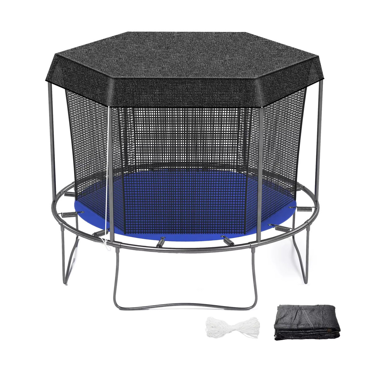 Hufuch Trampolin-Schatten-Abdeckung als Sonnenschutz und Trampolin-Überdachung aus Netzmaterial für deinen Hinterhof - Bild 6