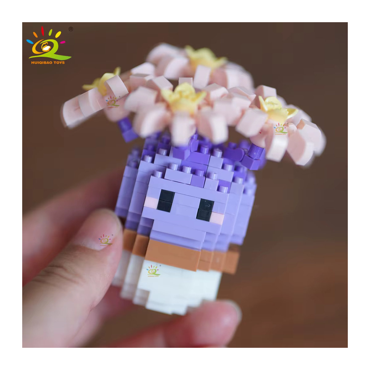 HUIQIBAO Mini MOC Kaktus Topfpflanze aus Micro Bausteinen, Mehrfarbiges DIY Modell aus Kunststoff zur Schreibtisch Dekoration für Kinder - Bild 2