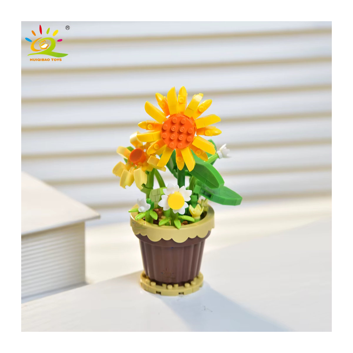 HUIQIBAO MOC Ewiges Blumenbouquet DIY Mikro-Bausteine Set als dekoratives Modell aus Kunststoff in Mehrfarbig für Kinder und Schreibtisch-Dekoration - Bild 3