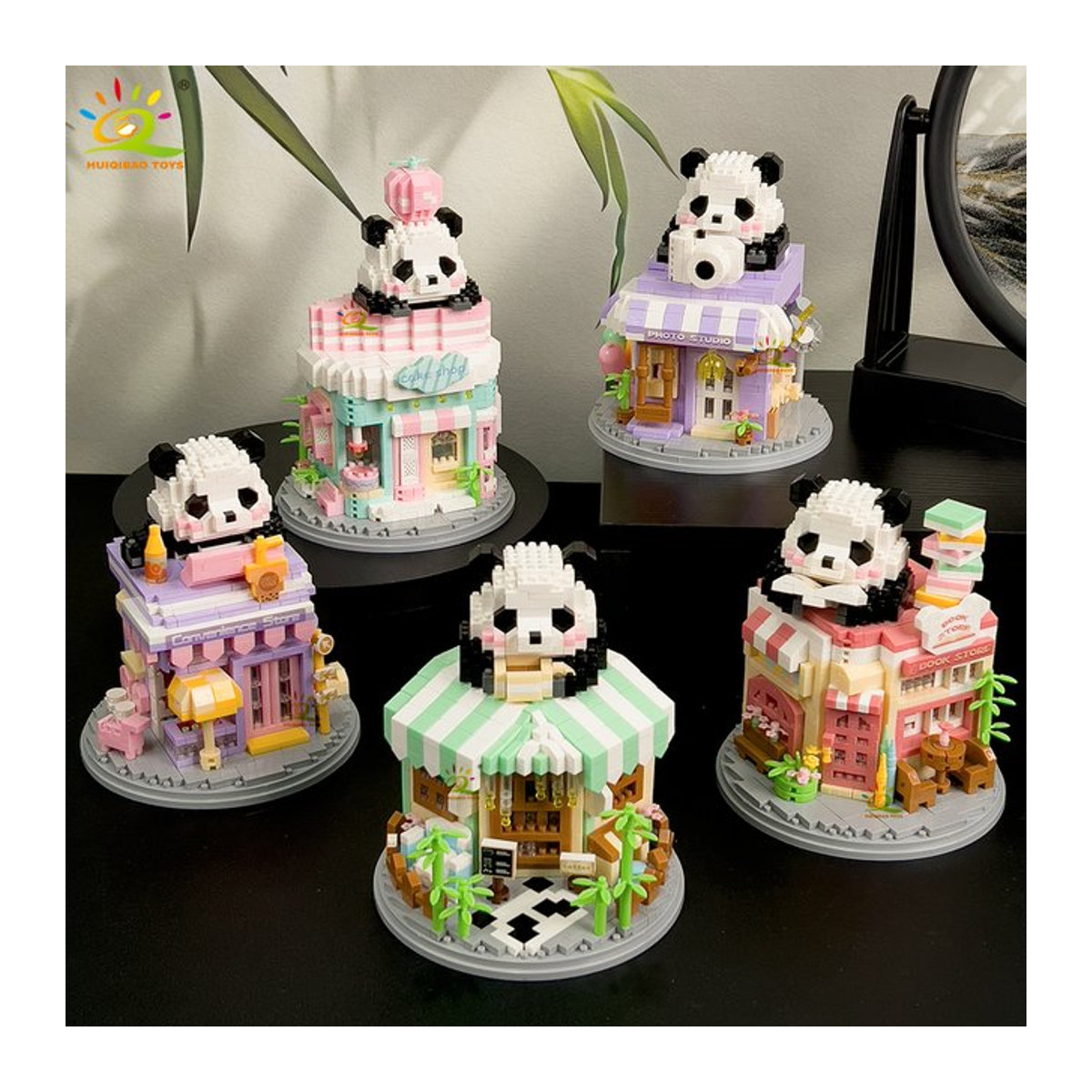 Huiqibao Moc Panda Stadt Street View Mini Bausteine DIY Coffee Shop Modell Spielzeug in Mehrfarbig - Bild 1