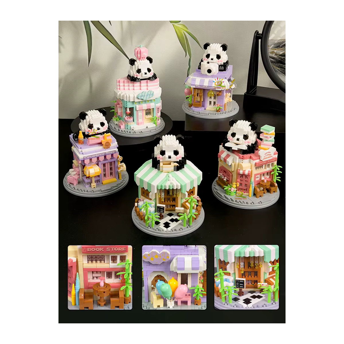 Huiqibao Moc Panda Stadt Street View Mini Bausteine DIY Coffee Shop Modell Spielzeug in Mehrfarbig - Bild 6