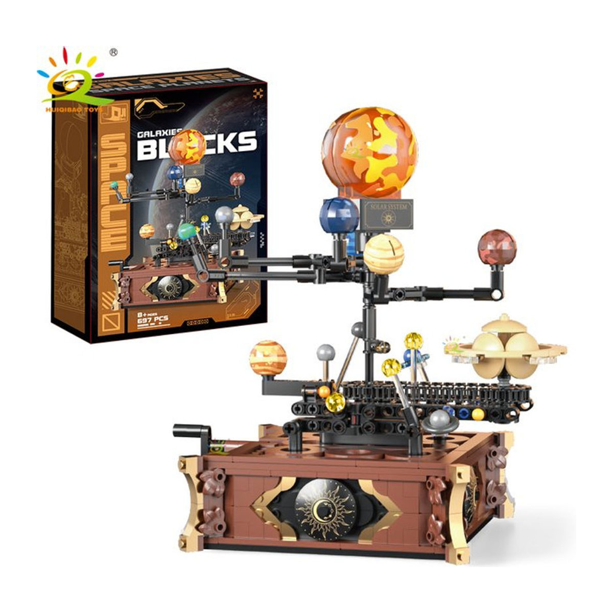 HUIQIBAO MOC Sonnensystem Orbit Planet Modell Baustein Set aus Kunststoff, mehrfarbig, Luft- und Raumfahrt Dekoration für Kinder und Schreibtisch - Bild 1