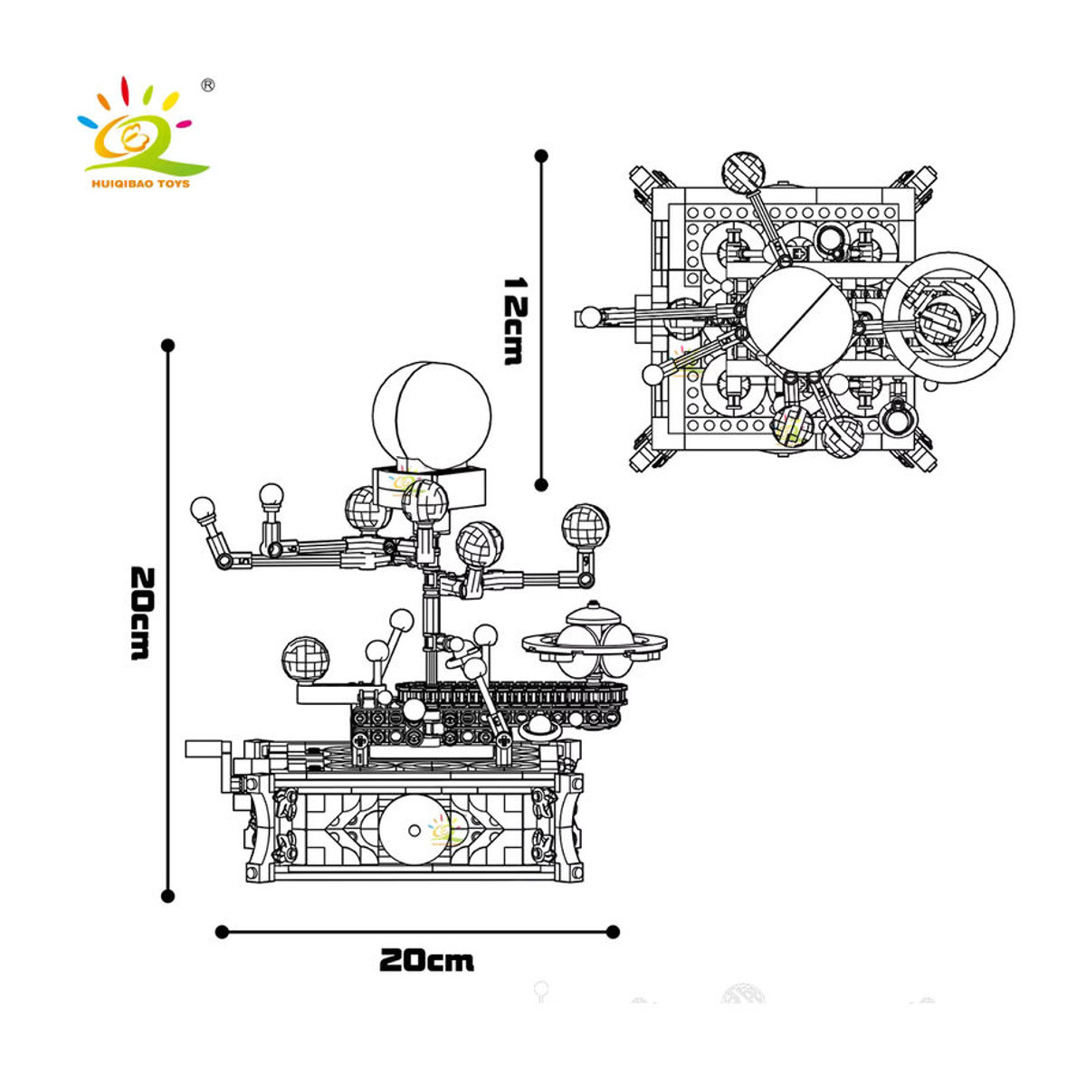 HUIQIBAO MOC Sonnensystem Orbit Planet Modell Baustein Set aus Kunststoff, mehrfarbig, Luft- und Raumfahrt Dekoration für Kinder und Schreibtisch - Bild 2