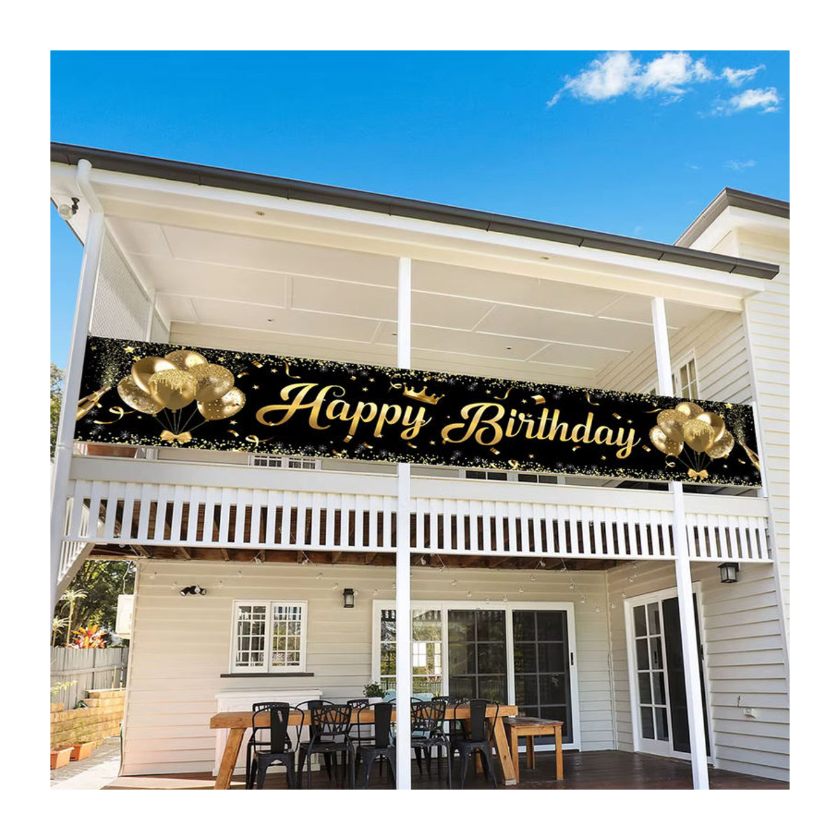 Huiran Alles Gute zum Geburtstag Banner Dekoration in Schwarz und Gold für Geburtstagsfeiern und Babypartys - Bild 4