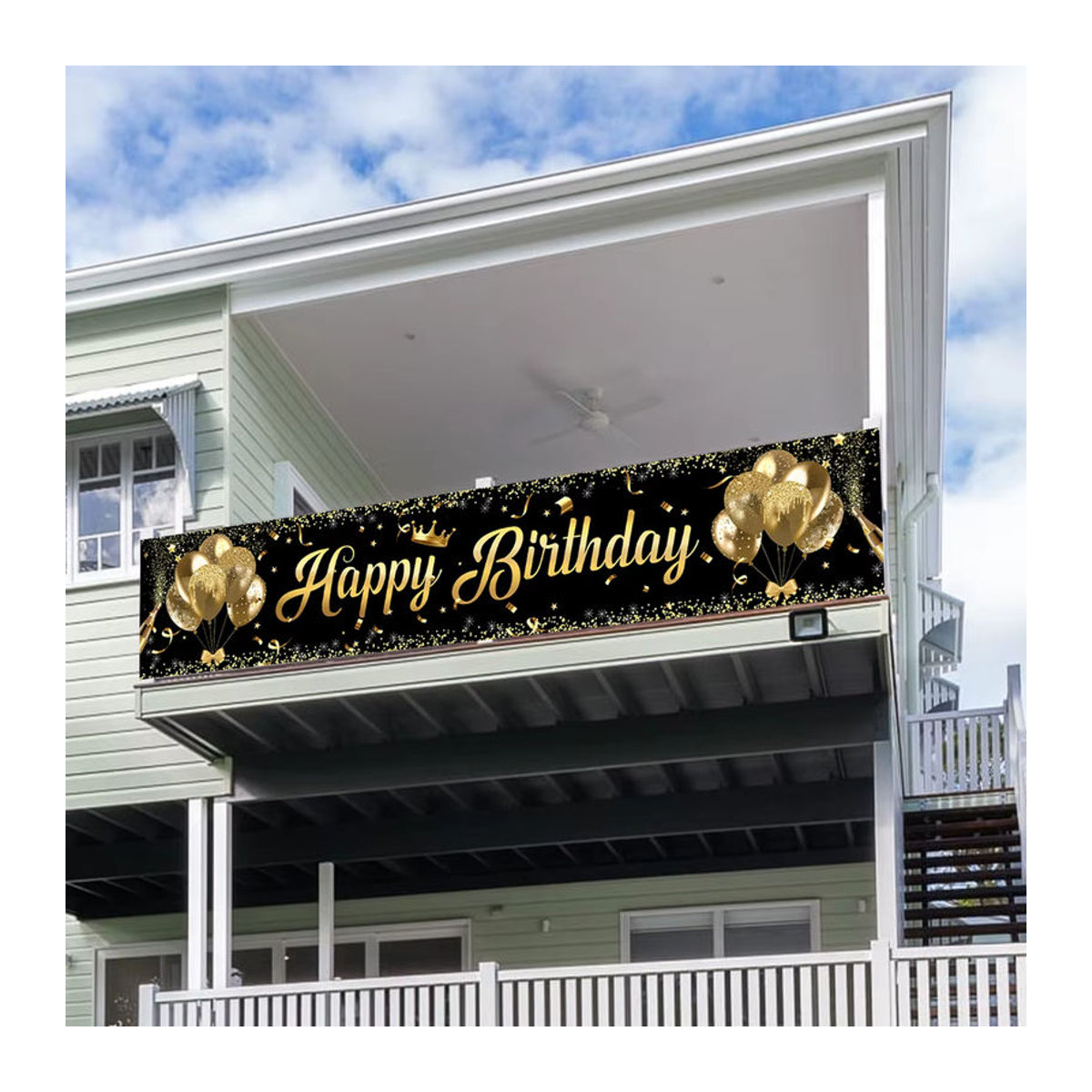 Huiran Alles Gute zum Geburtstag Banner Dekoration in Schwarz und Gold für Geburtstagsfeiern und Babypartys - Bild 5
