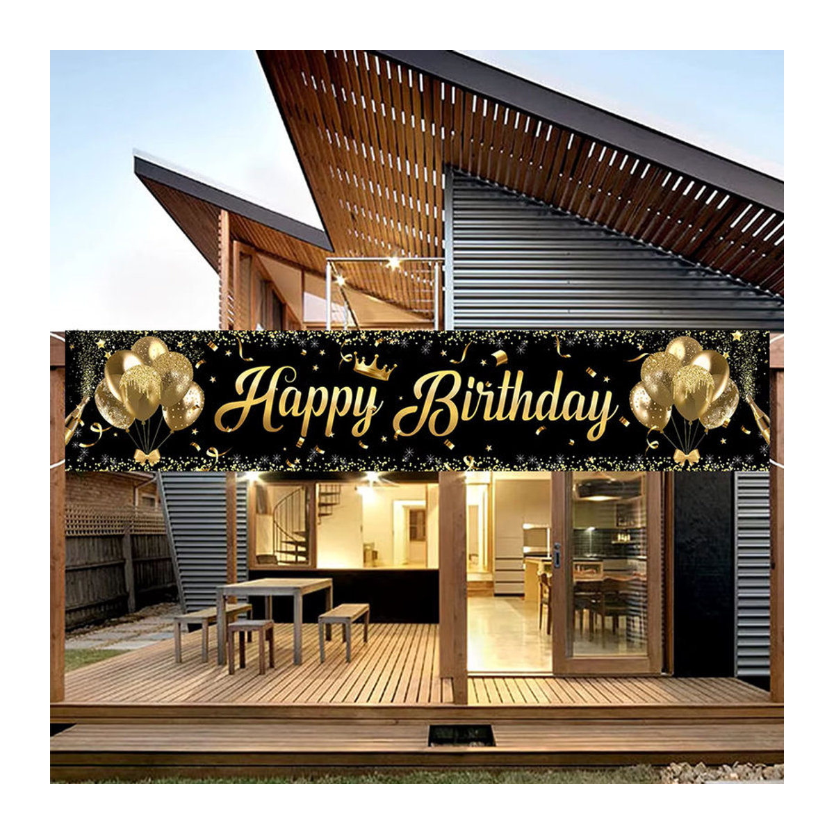 Huiran Alles Gute zum Geburtstag Banner Dekoration in Schwarz und Gold für Geburtstagsfeiern und Babypartys - Bild 6