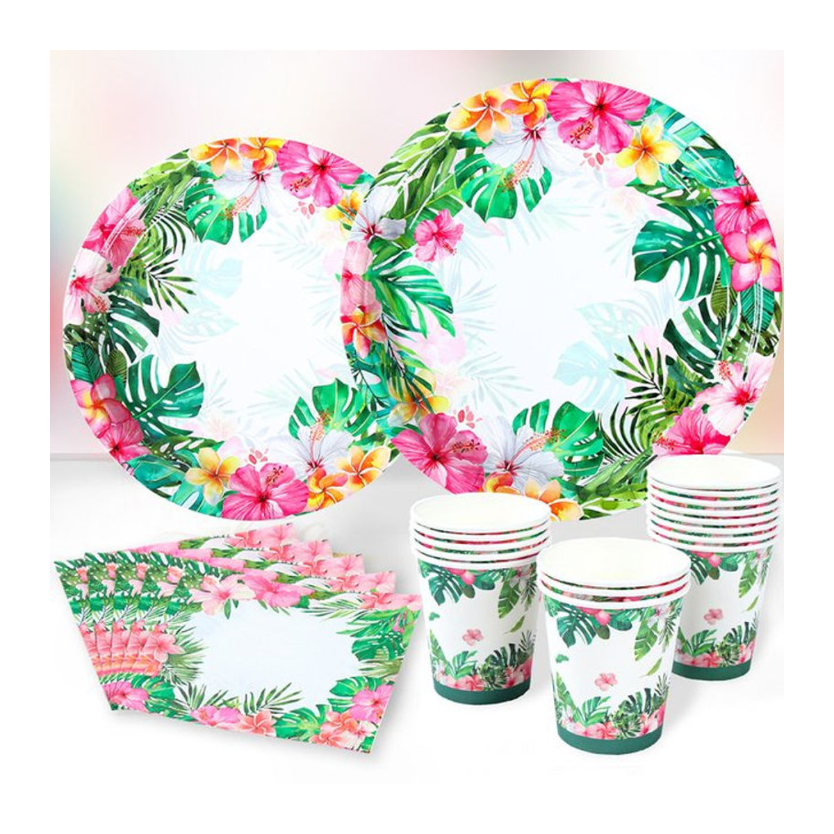 Huiran Hawaiianische Girlande aus Papier mit floralem Blumenmuster in Mehrfarbig für deine Aloha Hawaii Luau Party und Kindergeburtstage - Bild 1
