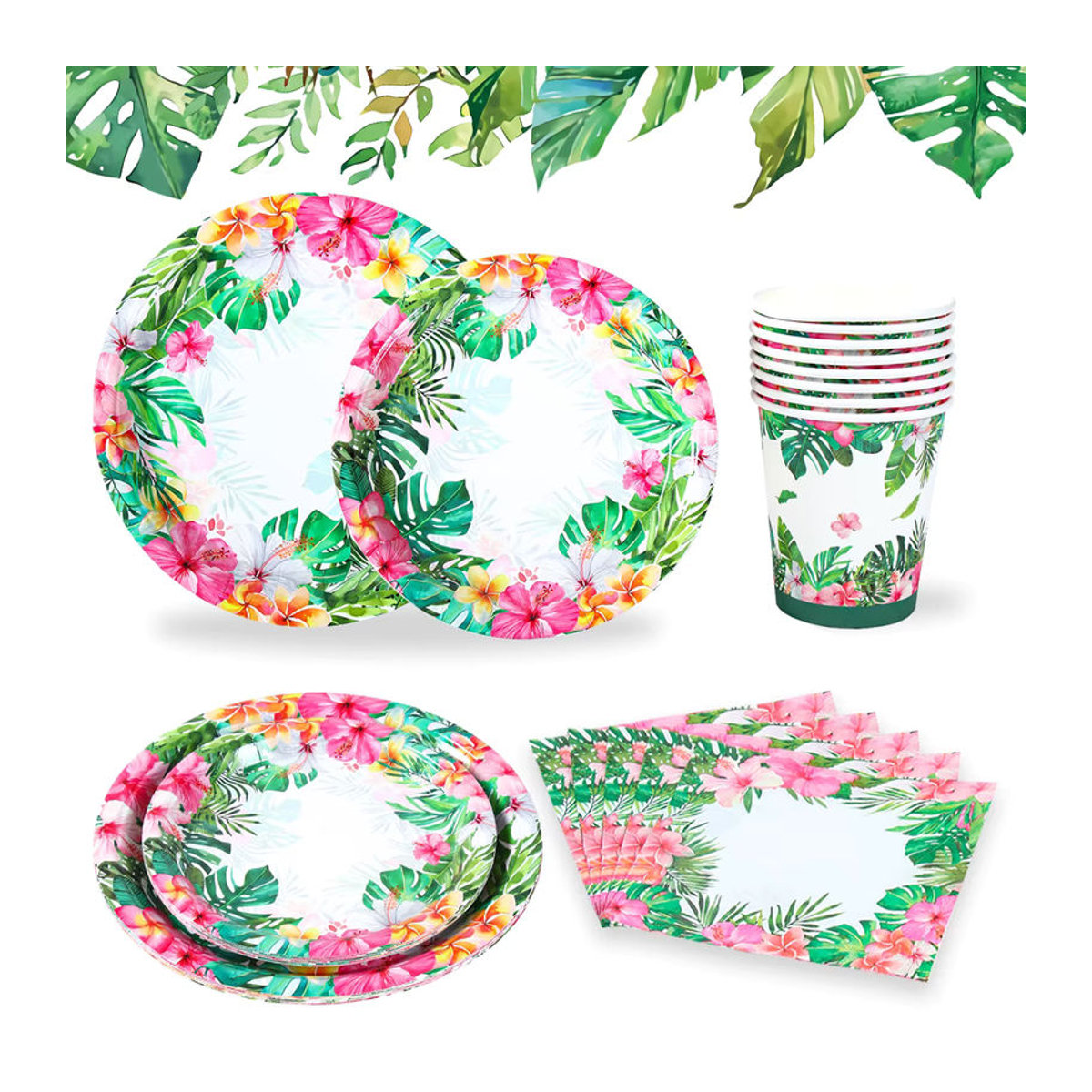 Huiran Hawaiianische Girlande aus Papier mit floralem Blumenmuster in Mehrfarbig für deine Aloha Hawaii Luau Party und Kindergeburtstage - Bild 2