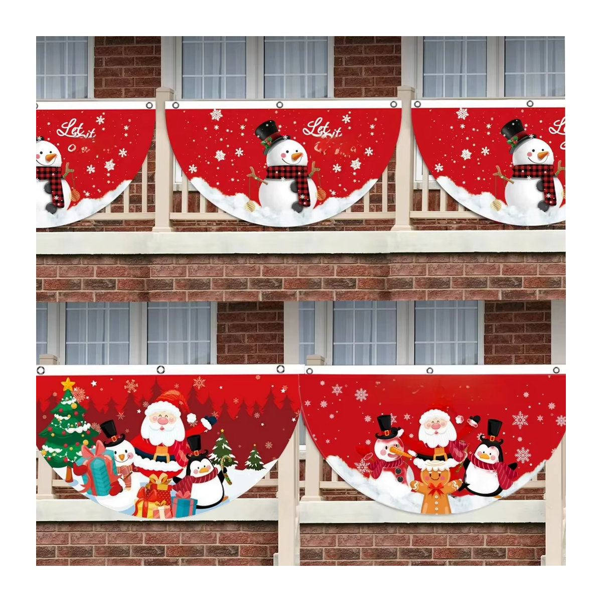 Huiran Weihnachts-Wimpelbanner in Rot und Braun zur hängenden Dekoration für Weihnachten und Neujahr - Bild 2