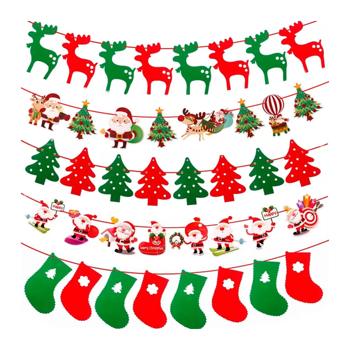 Huiran Weihnachtsbanner-Girlande aus Papier in Mehrfarbig für deine Weihnachtsdekoration - Bild 1