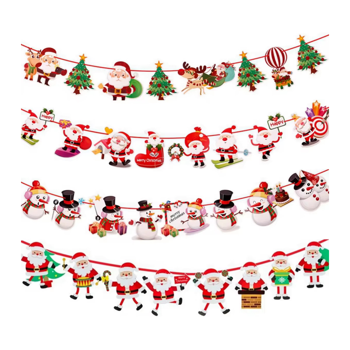 Huiran Weihnachtsbanner-Girlande aus Papier in Mehrfarbig für deine Weihnachtsdekoration - Bild 2