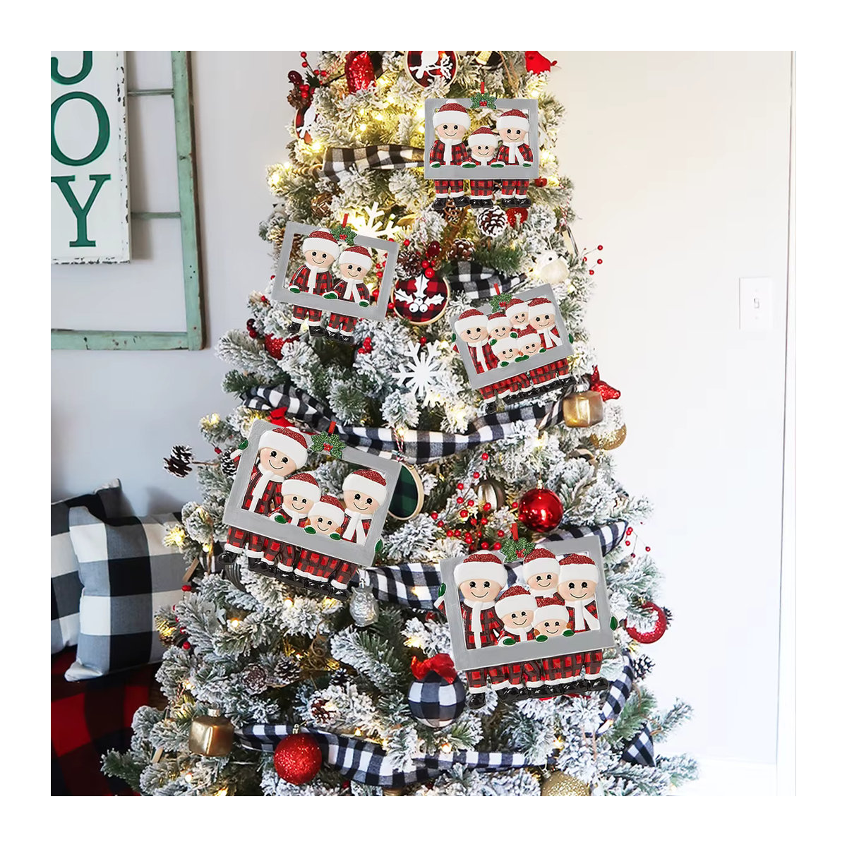 Huiran Weihnachtsbaum-Familien-Anhänger aus Kunstharz in Mehrfarbig als hängendes Ornament für die Weihnachtsdekoration - Bild 3