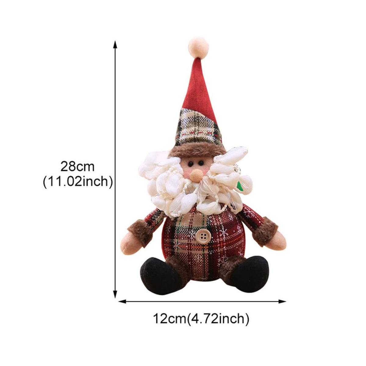 Huiran Weihnachtsmann Dekoration mit Elch als Weihnachtsfigur aus Textil in mehrfarbigem kariertem Design - Bild 4