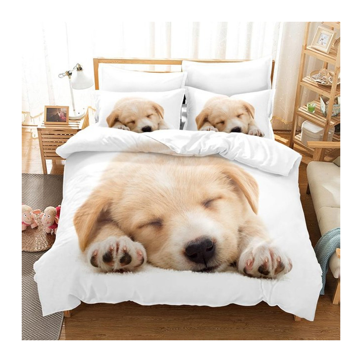 Hunde-Bettwäsche-Set mit 3D-Druck von Binchi Outdoor Product in Weiß, B/H: 264 x 228 cm - Bild 1