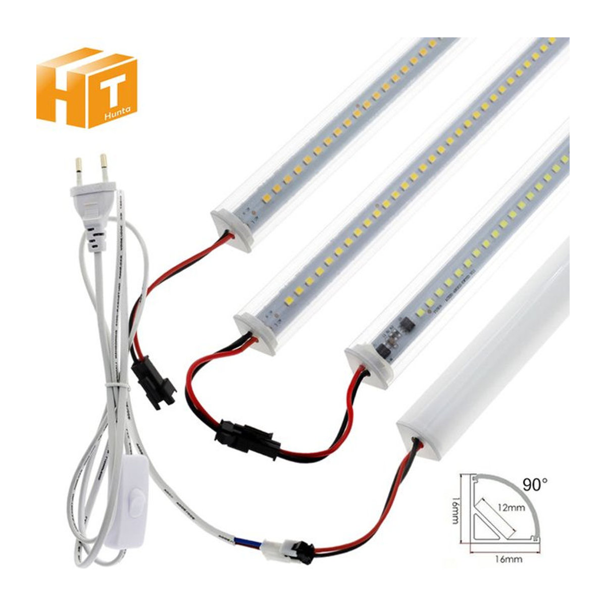 Hunta V-förmige LED Bar Licht Set in Weiß, 72 LEDs, 50 cm Länge für die Möbelbeleuchtung in Küche und Wand-Ecken - Bild 1
