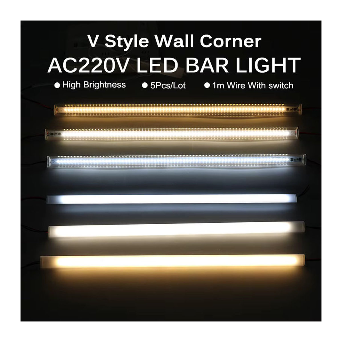 Hunta V-förmige LED Bar Licht Set in Weiß, 72 LEDs, 50 cm Länge für die Möbelbeleuchtung in Küche und Wand-Ecken - Bild 2