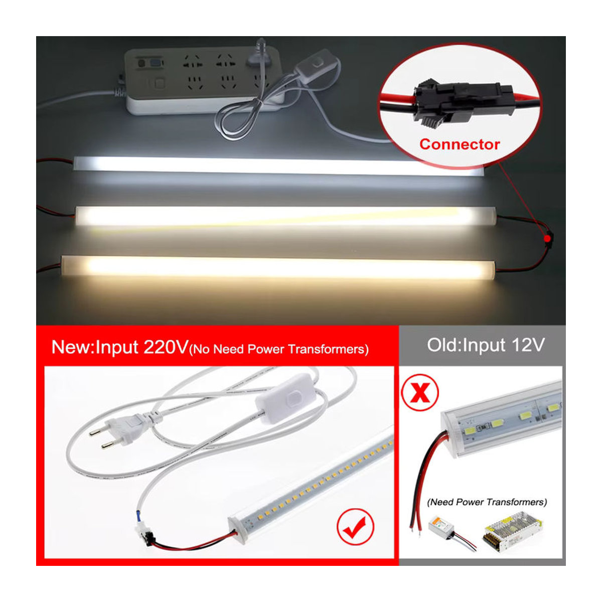 Hunta V-förmige LED Bar Licht Set in Weiß, 72 LEDs, 50 cm Länge für die Möbelbeleuchtung in Küche und Wand-Ecken - Bild 3