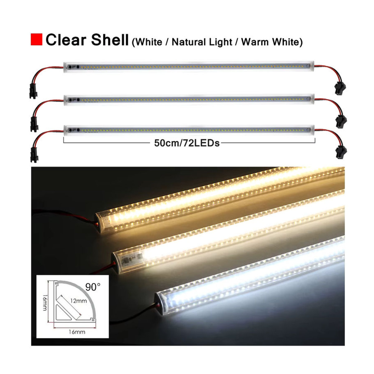 Hunta V-förmige LED Bar Licht Set in Weiß, 72 LEDs, 50 cm Länge für die Möbelbeleuchtung in Küche und Wand-Ecken - Bild 4