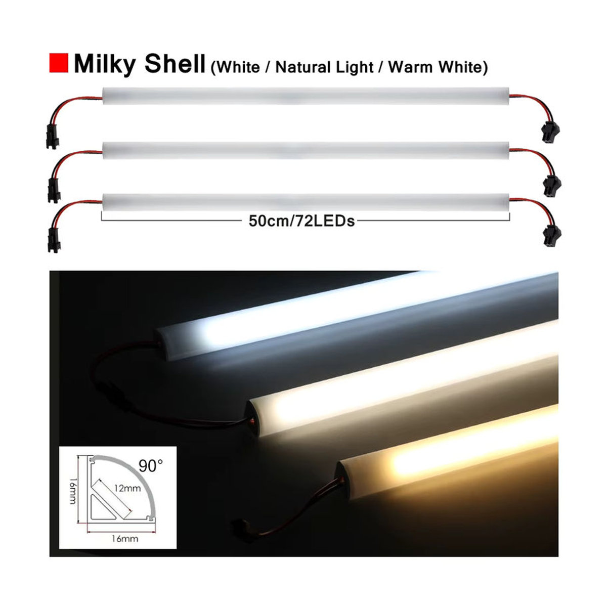 Hunta V-förmige LED Bar Licht Set in Weiß, 72 LEDs, 50 cm Länge für die Möbelbeleuchtung in Küche und Wand-Ecken - Bild 5