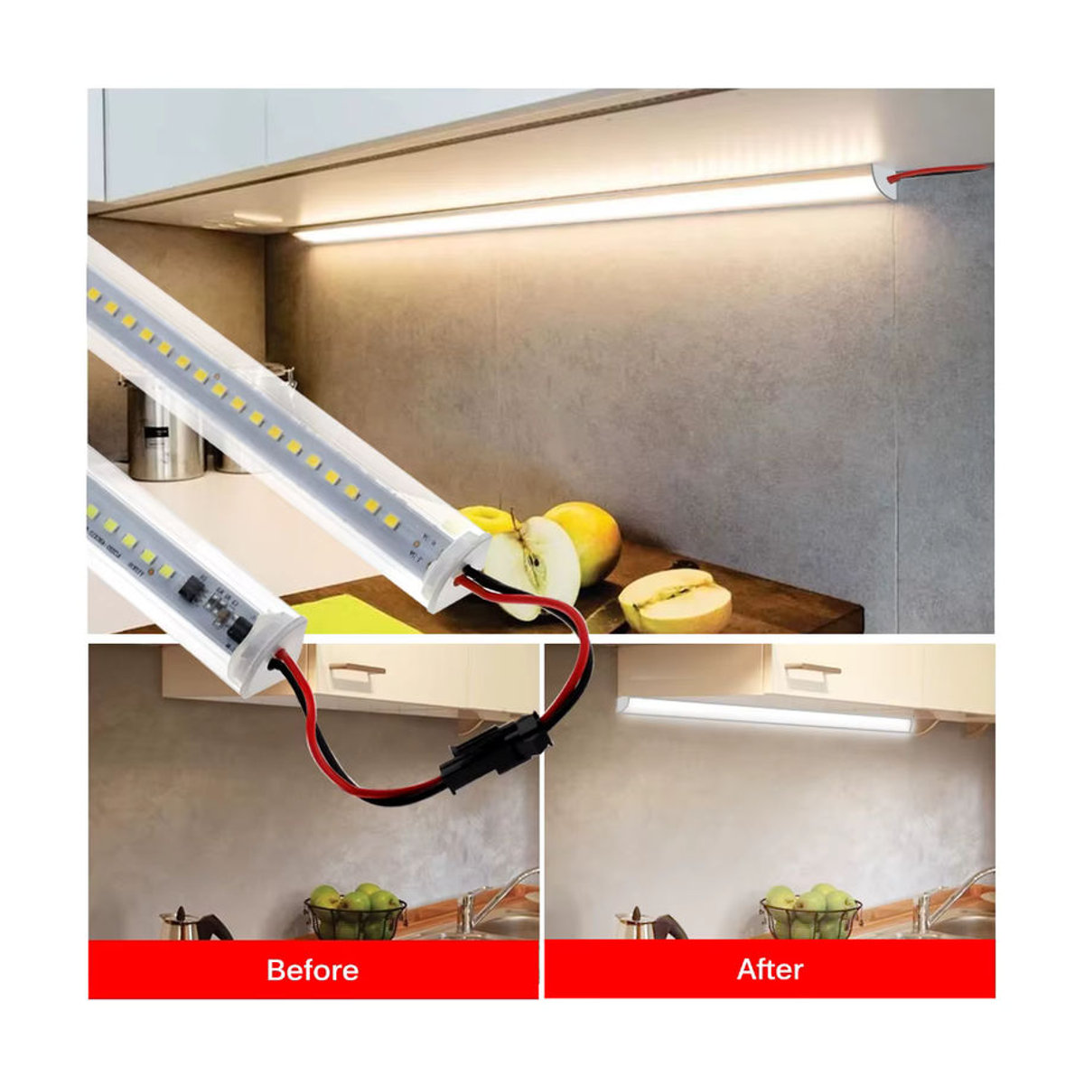 Hunta V-förmige LED Bar Licht Set in Weiß, 72 LEDs, 50 cm Länge für die Möbelbeleuchtung in Küche und Wand-Ecken - Bild 6