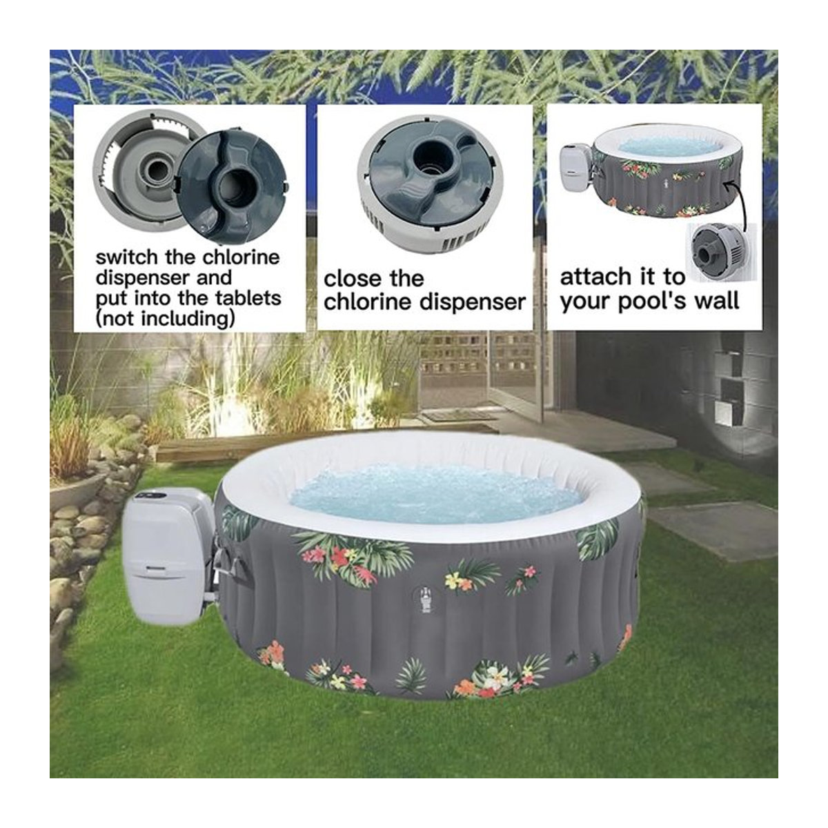 HUXUAN Chlor-Dosiersystem P05345 P03821 Ersatz für Layz Spa Whirlpool und Pool Reinigungswerkzeug aus Kunststoff - Bild 1