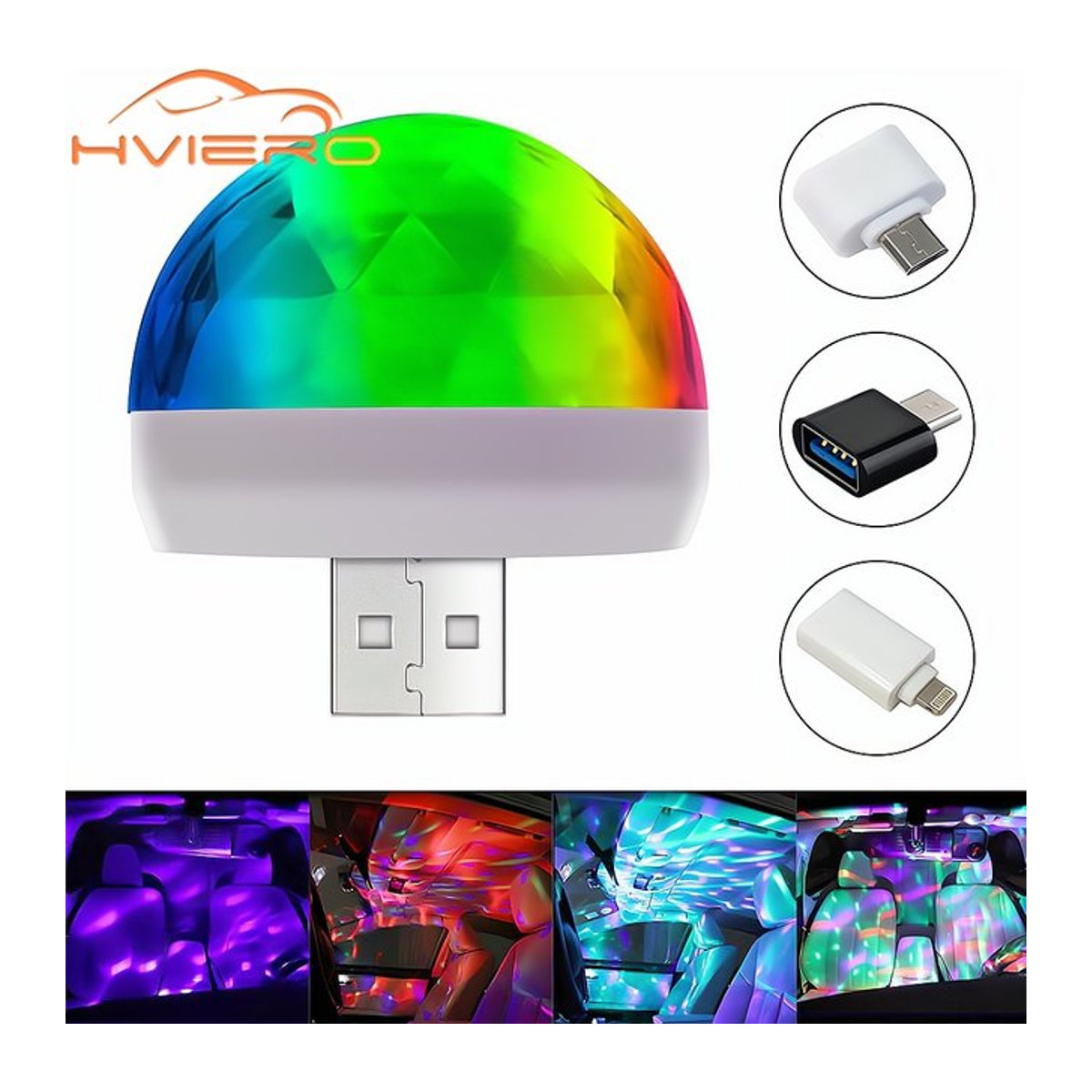 HVIERO RGB LED Musik Licht für das Auto mit USB-C Schnittstelle, Bunt - Bild 1