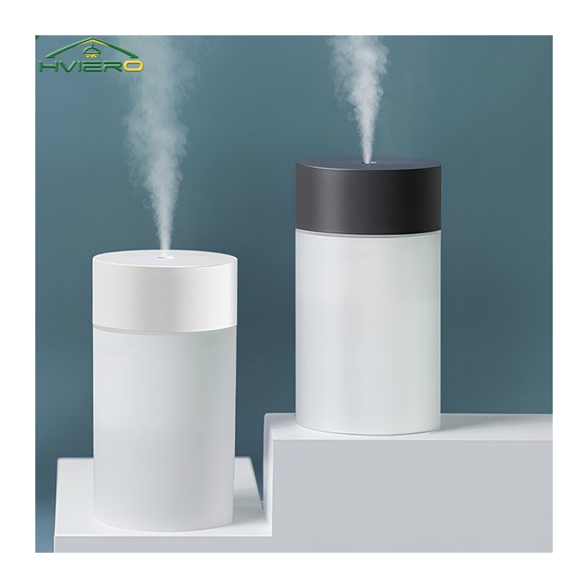 HVIERO Ultraschall Luftbefeuchter Mini Aromatherapie Diffusor mit LED Lampe, 260ml, Weiß - Bild 1