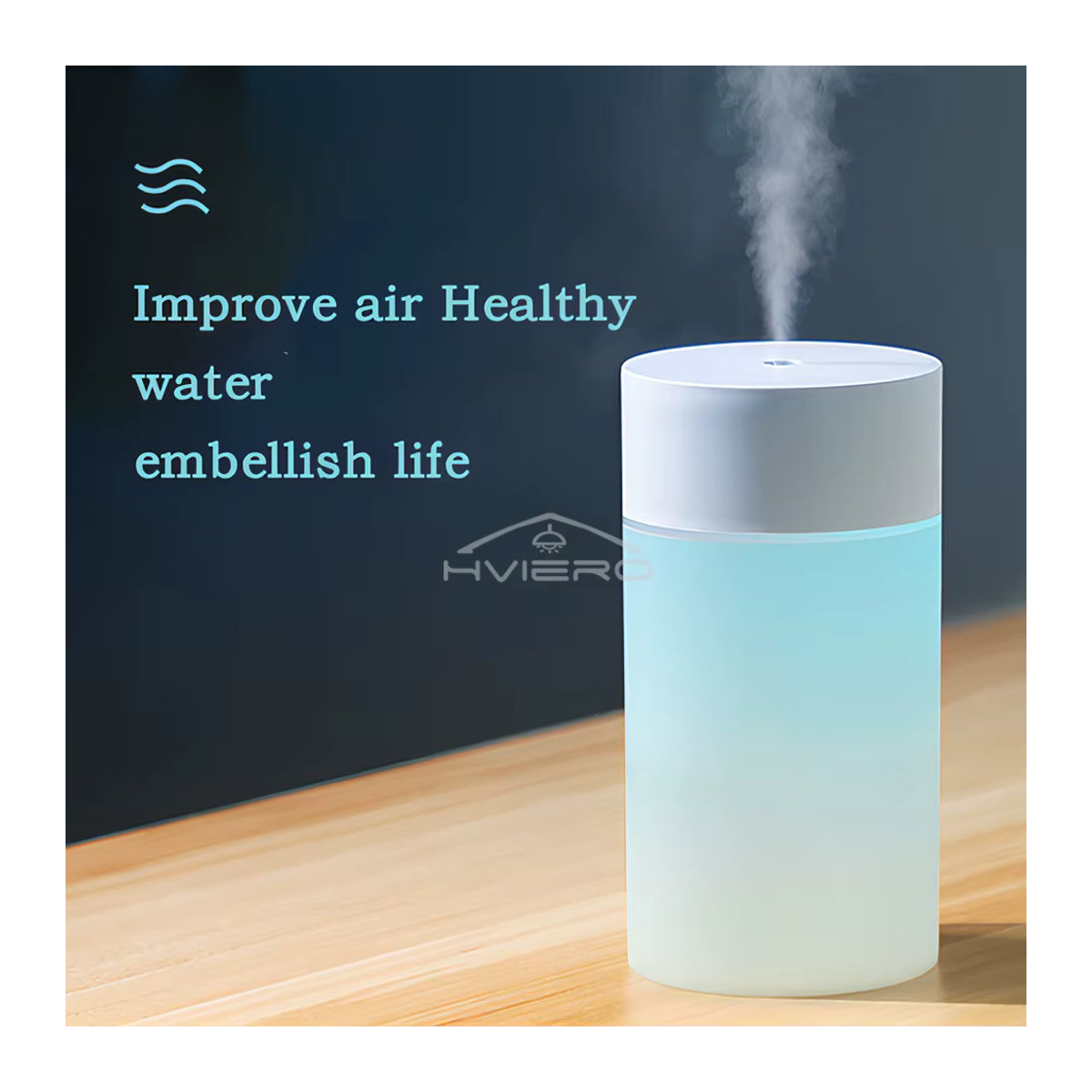 HVIERO Ultraschall Luftbefeuchter Mini Aromatherapie Diffusor mit LED Lampe, 260ml, Weiß - Bild 3