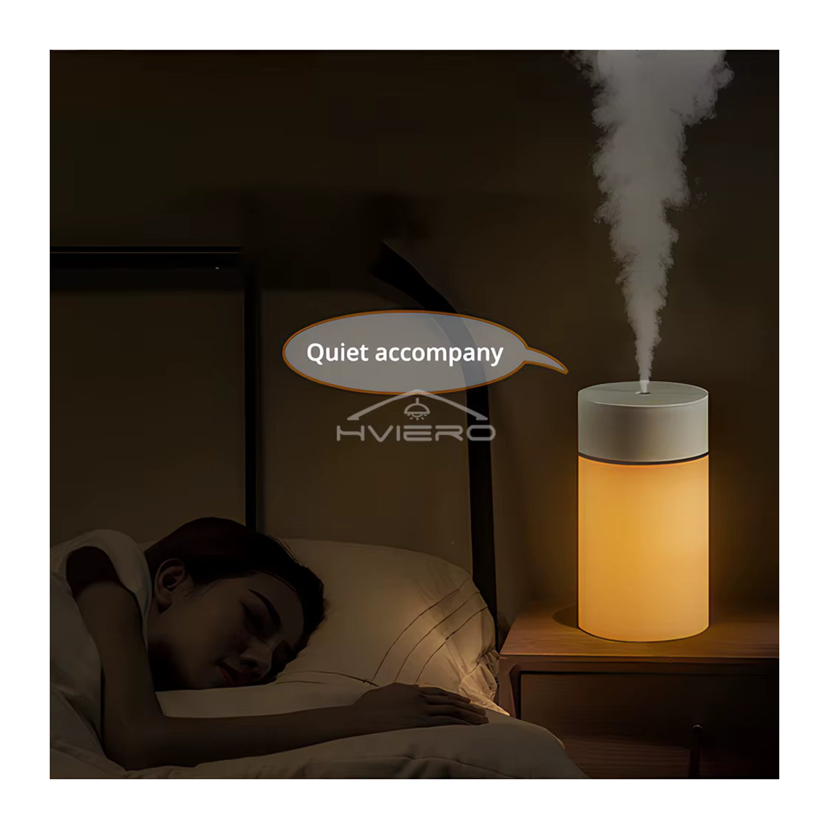 HVIERO Ultraschall Luftbefeuchter Mini Aromatherapie Diffusor mit LED Lampe, 260ml, Weiß - Bild 4