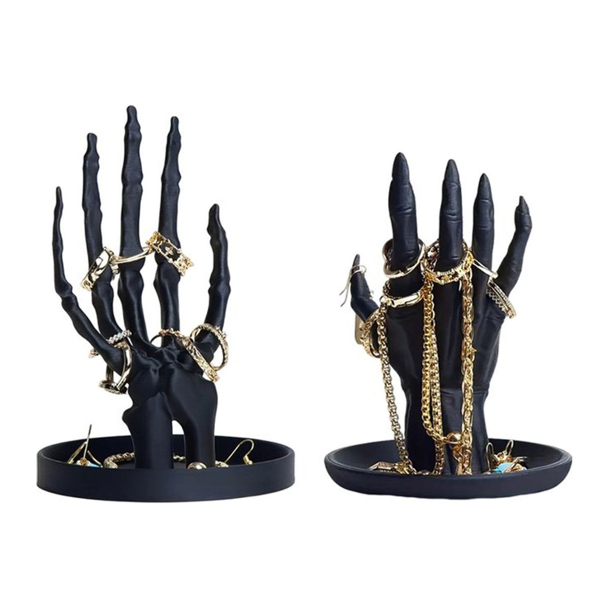 HWetR Gothic Skeleton Hand Schmuckständer aus Kunststoff in Schwarz für Halsketten und Ohrringe - Bild 1