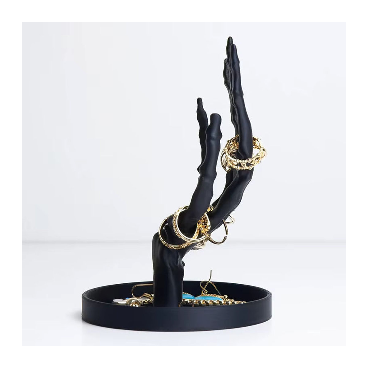HWetR Gothic Skeleton Hand Schmuckständer aus Kunststoff in Schwarz für Halsketten und Ohrringe - Bild 4