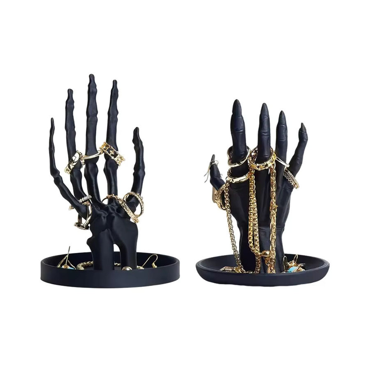 HWetR Gothic Skeleton Hand Schmuckständer aus Kunststoff in Schwarz für Halsketten und Ohrringe - Bild 6