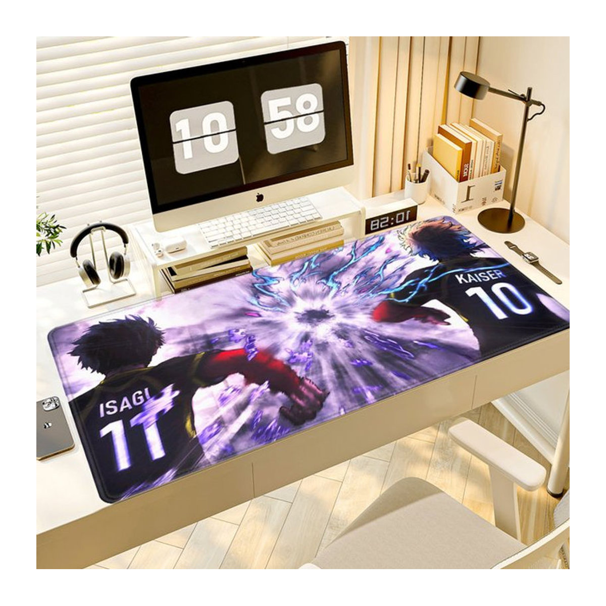 HYBXAXC Blue Lock Anime Mauspad XXL, rutschfestes Gamer Mauspad aus Gummi und Textil, mehrfarbig, B/T: 90 x 40 cm - Bild 1