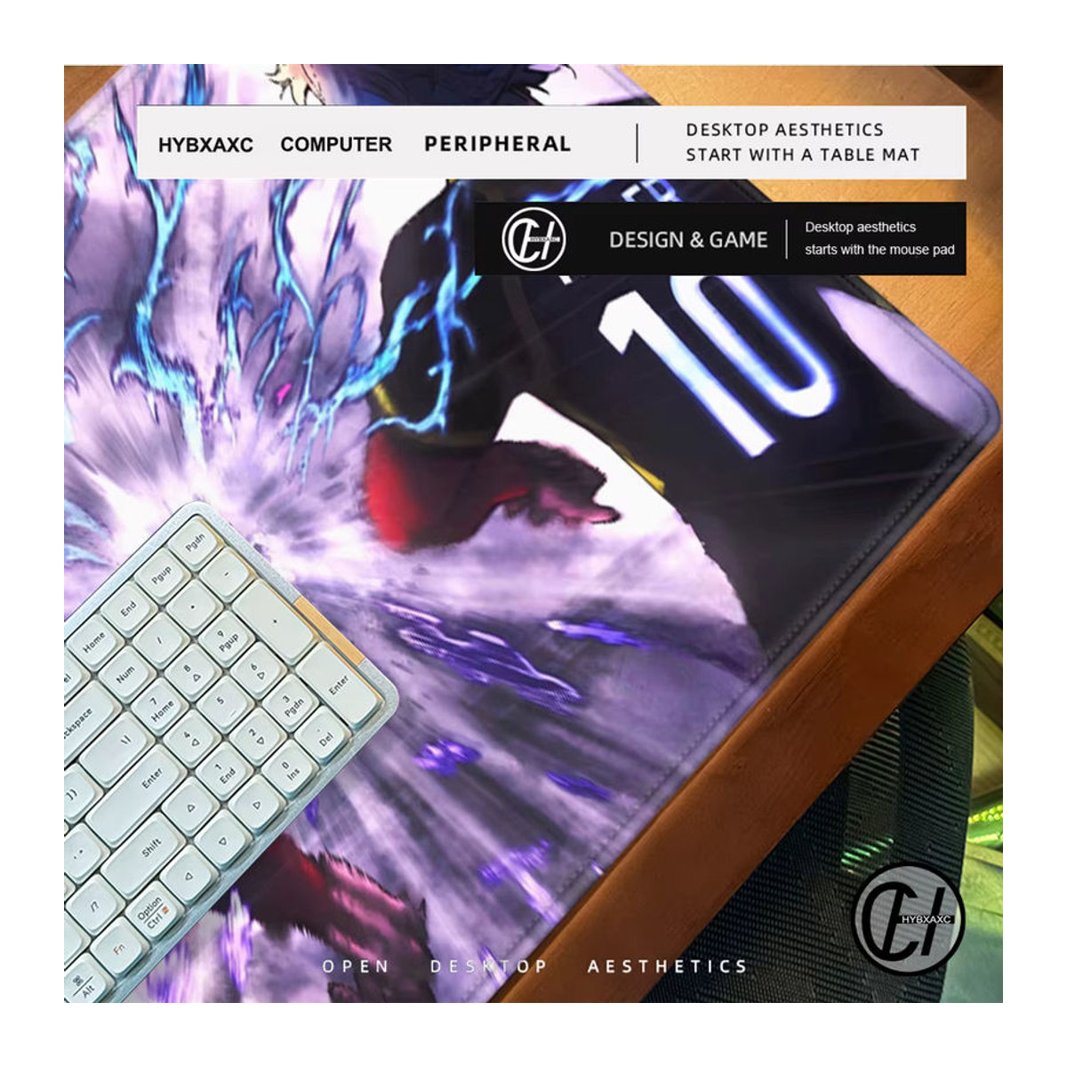 HYBXAXC Blue Lock Anime Mauspad XXL, rutschfestes Gamer Mauspad aus Gummi und Textil, mehrfarbig, B/T: 90 x 40 cm - Bild 3