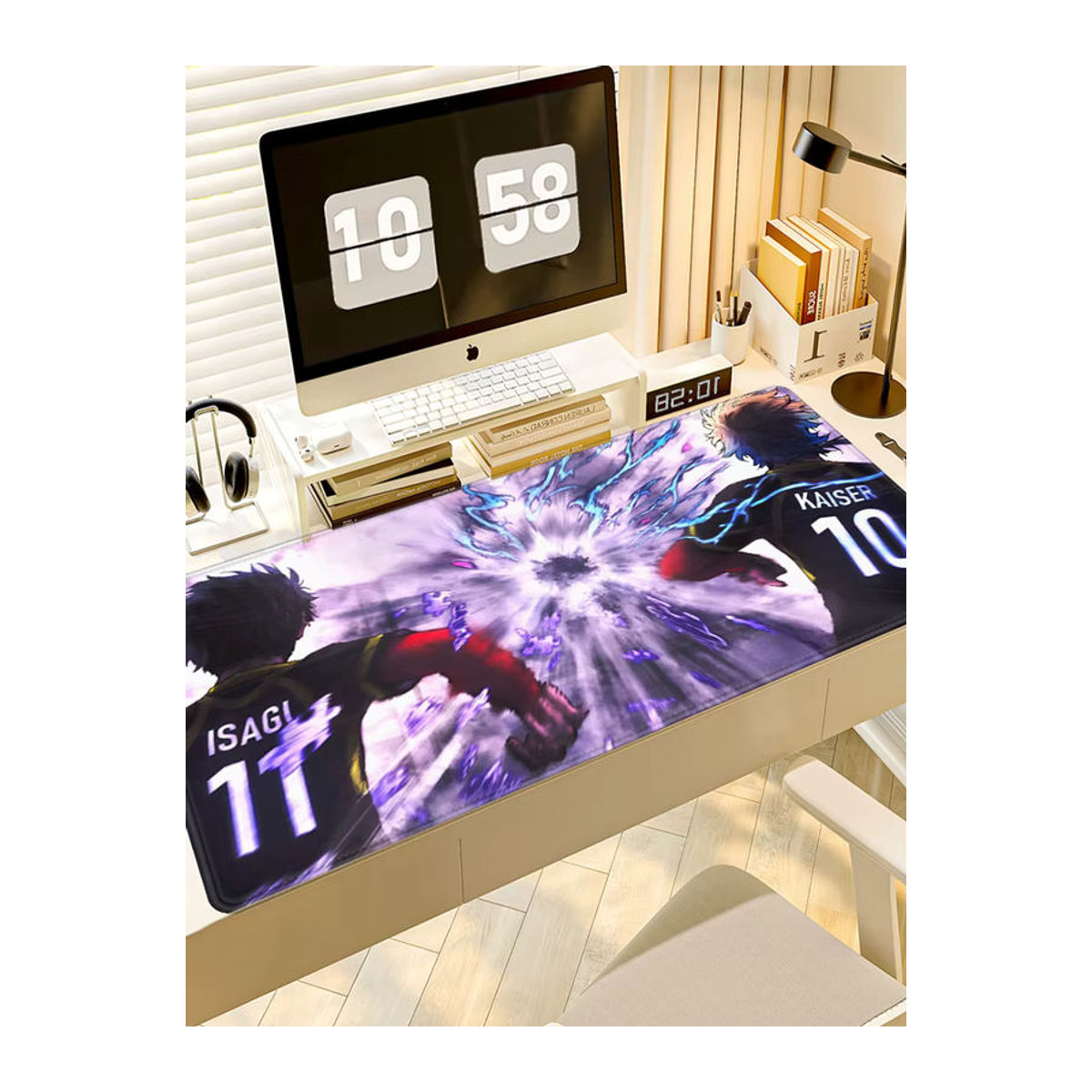 HYBXAXC Blue Lock Anime Mauspad XXL, rutschfestes Gamer Mauspad aus Gummi und Textil, mehrfarbig, B/T: 90 x 40 cm - Bild 5