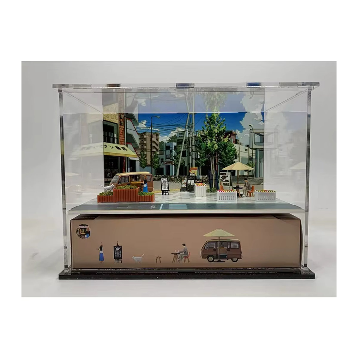 HYINUO Acryl Display Box Café Szene für 1:64 Modellautos, transparent, rechteckig - Bild 5