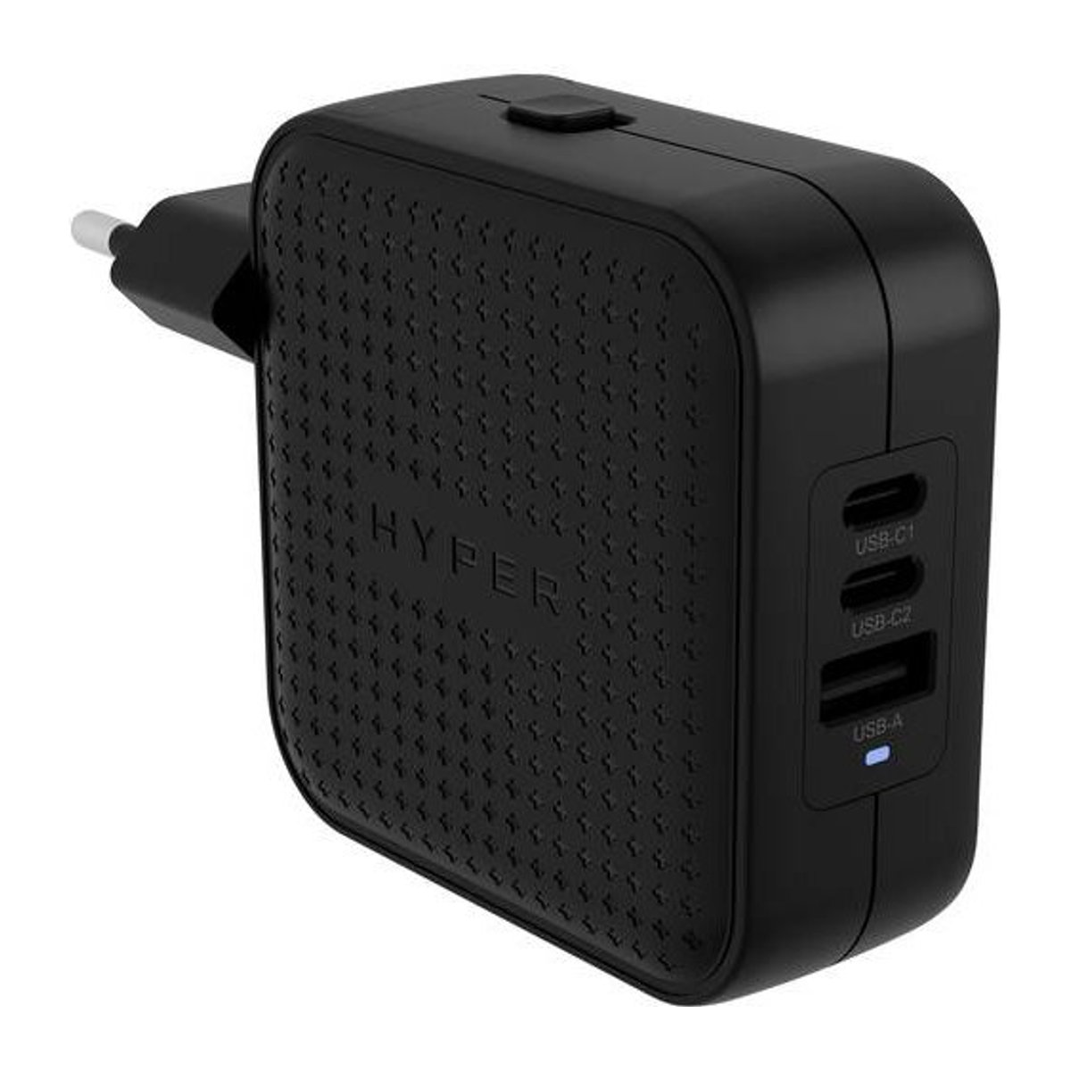 HYPER HyperJuice 70W USB-C Reiseladeadapter mit GaN-Technologie, 1x USB-A und 2x USB-C, Schwarz - Bild 1