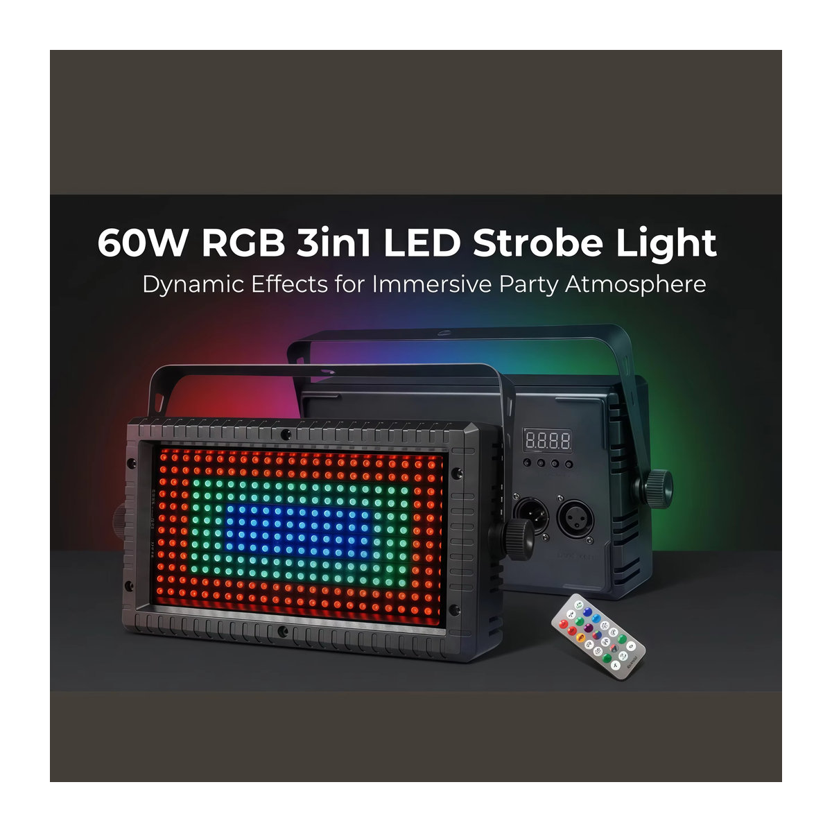 HYULIGHTS 60W Mini LED-Strahler RGB 3in1 mit DMX-Steuerung und Strobe-Funktion, Schwarz/Bunt - Bild 3