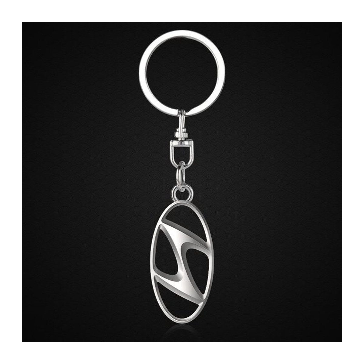Hyundai Auto Emblem Schlüsselanhänger aus Zinklegierung in Silber für Santa Fe, Sonata, Solaris, Azera, Creta, I30, Ix25, Tucson und IX35 - Bild 1