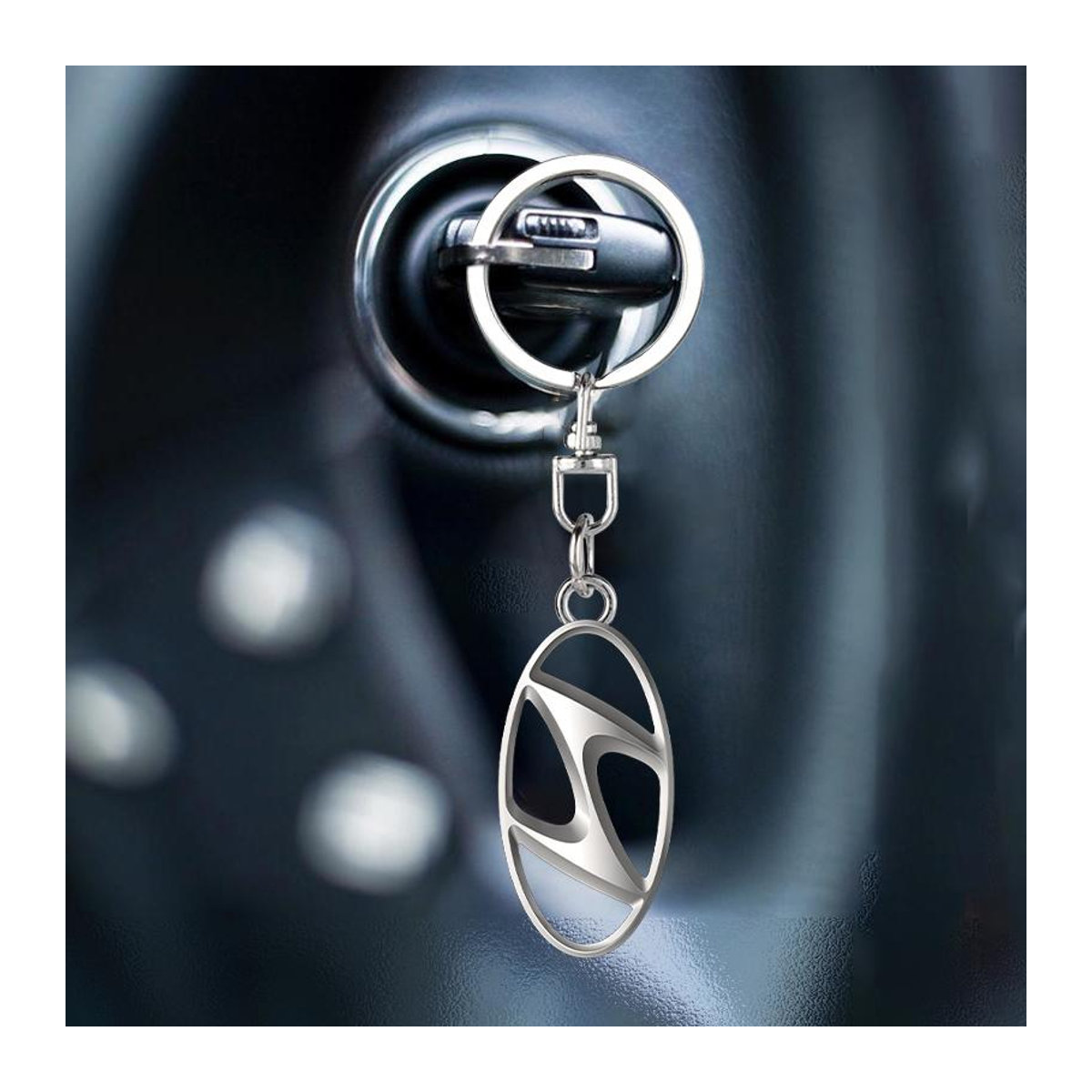 Hyundai Auto Emblem Schlüsselanhänger aus Zinklegierung in Silber für Santa Fe, Sonata, Solaris, Azera, Creta, I30, Ix25, Tucson und IX35 - Bild 4