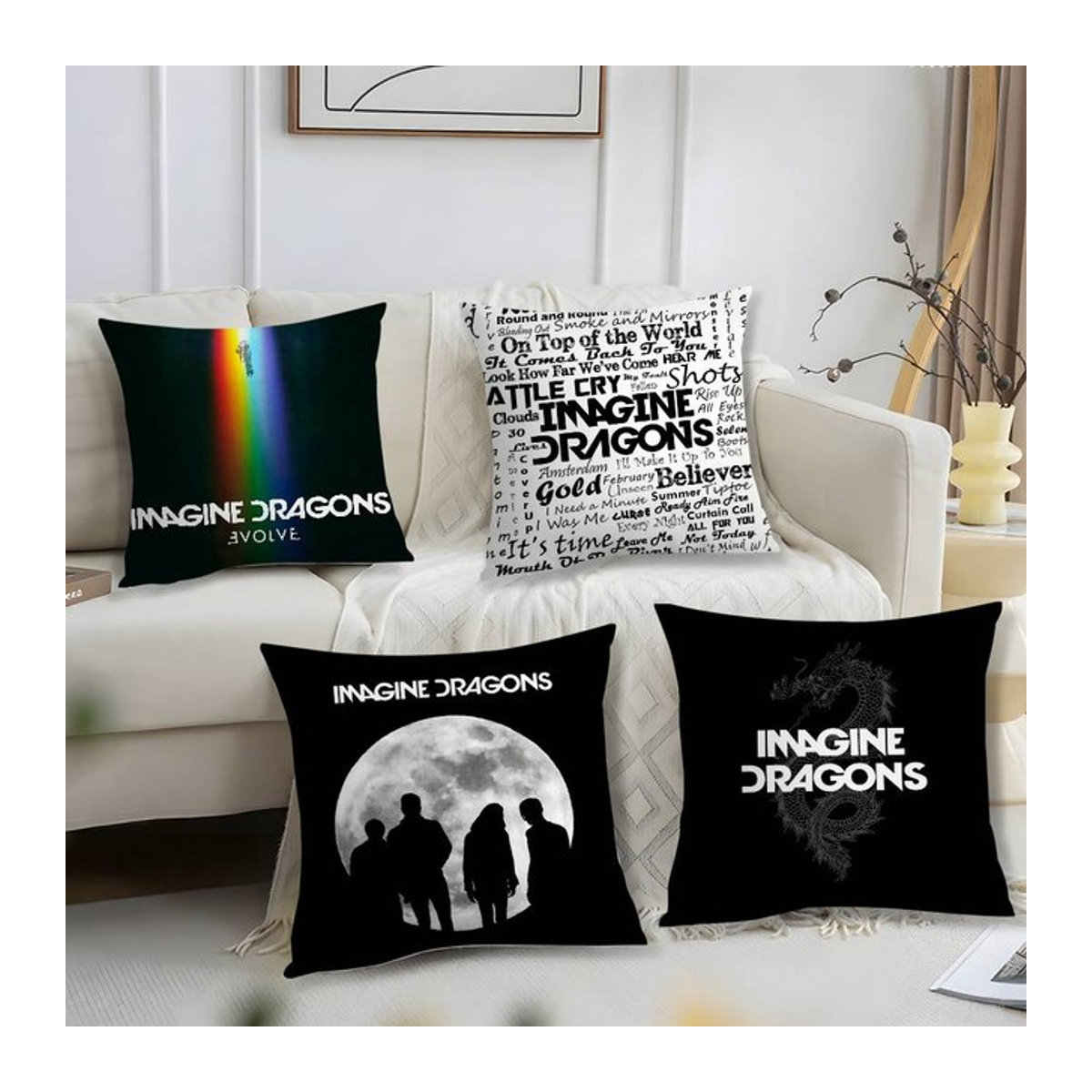I-Imagine D-Dragons Kissenbezug aus Plüsch in Schwarz für dein Sofa und deine Heimdekoration - Bild 1