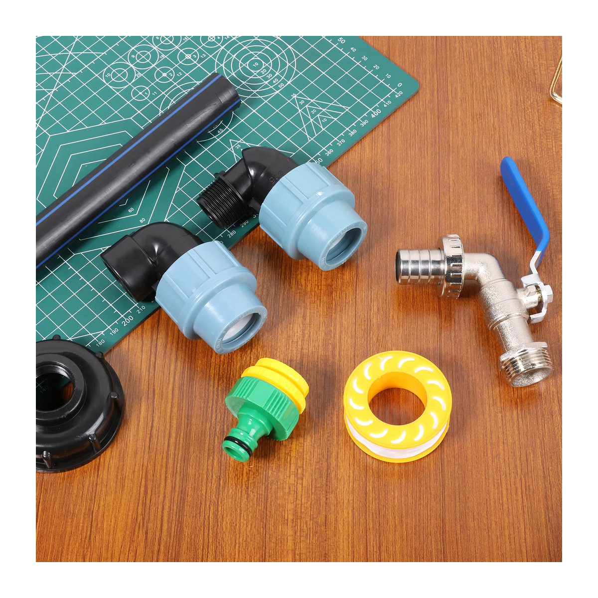 IBC Adapter 3/4 Zoll Auslasshahn aus Zinklegierung für 1000L Regenwassertanks in Schwarz und Silber - Bild 2